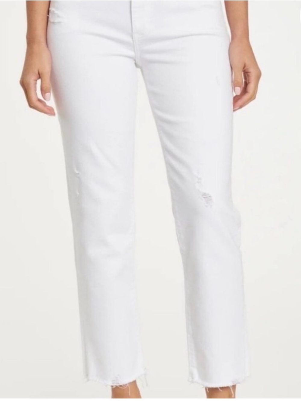 DAZE Cropped White STRAIGHT UP ankle Jeans for Women